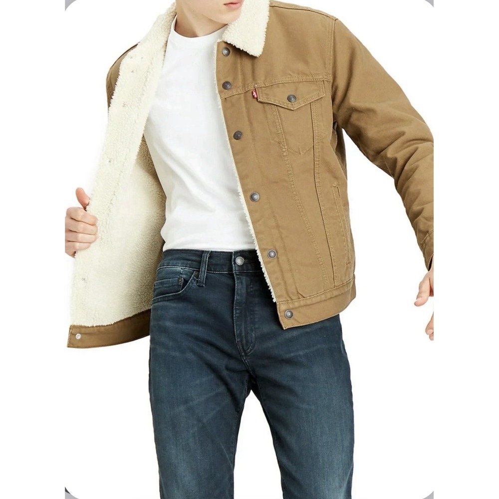 Levis Type 3 Sherpa Trucker Jacket 2XL Brown Canvas Coat Gorpcore Cabin Western